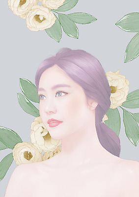 PSD 여자 꽃 일러스트 한명 상반신 20대 성인 뷰티 한국인 감성 파스텔 의료성형뷰티 성인여자한명만 국내일러스트 식물 1 컨셉 학용품 사람 동양인 청년 여자한명만 성인여자만 파일형식
