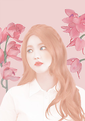 PSD 여자 꽃 일러스트 한명 상반신 20대 성인 뷰티 한국인 감성 파스텔 성인여자한명만 국내일러스트 식물 1 컨셉 학용품 사람 동양인 청년 여자한명만 성인여자만 파일형식