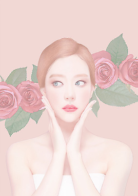PSD 여자 꽃 일러스트 한명 상반신 20대 성인 뷰티 장미 한국인 감성 파스텔 의료성형뷰티 성인여자한명만 국내일러스트 식물 1 컨셉 학용품 사람 동양인 청년 여자한명만 성인여자만 파일형식