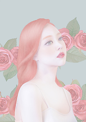 PSD 여자 꽃 일러스트 한명 상반신 20대 성인 뷰티 장미 한국인 감성 파스텔 의료성형뷰티 성인여자한명만 국내일러스트 식물 1 컨셉 학용품 사람 동양인 청년 여자한명만 성인여자만 파일형식