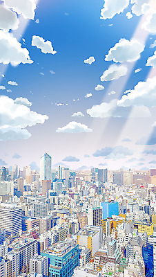 PSD 구름 백그라운드 일러스트 하늘 빌딩 사람없음 건물 도시풍경 도시 애니메이션 빌딩숲 국내일러스트 자연요소 건축물 풍경 파일형식
