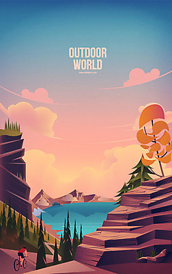 나무 계절 여행 백그라운드 일러스트 자연 레저 아웃도어 한명 풍경 강 노을 자전거 절벽 가을 가을배경 국내일러스트 AI파일 자연요소 식물 1 사람 바이크 생태계 파일형식 벡터 가을_계절