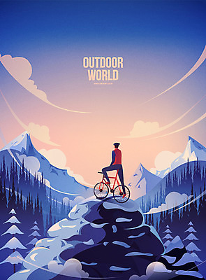 나무 계절 백그라운드 겨울 야경 일러스트 자연 하늘 레저 산 아웃도어 한명 풍경 새벽 눈 산악자전거 겨울배경 국내일러스트 AI파일 자연요소 식물 1 날씨 사람 자전거 야간 생태계 파일형식 벡터 풍경_경치