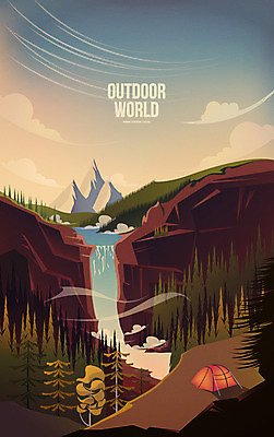 나무 계절 백그라운드 일러스트 자연 하늘 레저 산 아웃도어 풍경 사람없음 절벽 폭포 캠핑 가을 가을배경 국내일러스트 AI파일 식물 생태계 파일형식 벡터 가을_계절