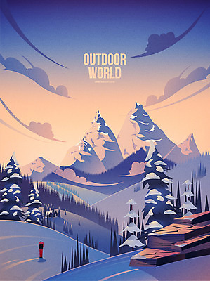 나무 계절 백그라운드 겨울 일러스트 자연 레저 산 아웃도어 한명 풍경 등산 절벽 눈 겨울배경 국내일러스트 AI파일 자연요소 식물 1 날씨 사람 트래킹 생태계 파일형식 벡터