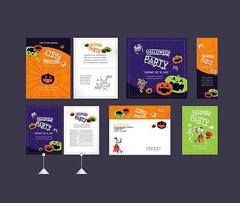템플릿 배너템플릿 이벤트 사람없음 세트 할로윈 현수막 전단 엽서 초대장 약도 잭오랜턴 소봉투 행사세트 행사템플릿 AI파일 배너 지도 편지봉투 카드_감사 편지 홍보물 파일형식 벡터