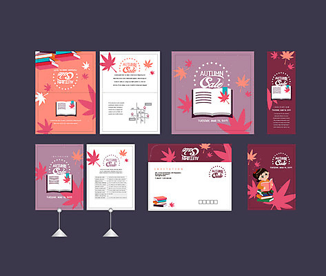 전신 템플릿 배너템플릿 여자 어린이 단풍 한명 이벤트 책 세트 독서 세일 가을 현수막 전단 엽서 초대장 약도 소봉투 행사세트 행사템플릿 AI파일 1 배너 계절 잎 지도 편지봉투 카드_감사 사람 편지 홍보물 파일형식 벡터