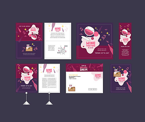 템플릿 배너템플릿 와인잔 이벤트 사람없음 세트 와인 현수막 전단 엽서 초대장 약도 소봉투 행사세트 행사템플릿 AI파일 배너 지도 술잔 편지봉투 카드_감사 주류 편지 홍보물 파일형식 벡터