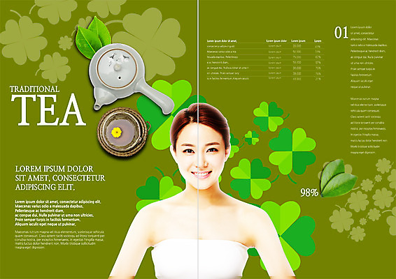 PSD 템플릿 편집 표지디자인 북디자인 출판디자인 여자 꽃 내지 리플렛 북커버 나뭇잎 한명 웃음 팜플렛 상반신 20대 성인 뷰티 한국인 차 네잎클로버 튜브탑 찻잔 찻주전자 의료성형뷰티 성인여자한명만 이미지템플릿 식물 1 음료 상의 잎 주전자 잔 표정 사람 동양인 청년 클로버 여자한명만 성인여자만 파일형식