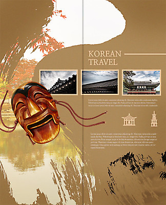 PSD 템플릿 편집 한국전통 표지디자인 북디자인 출판디자인 내지 리플렛 여행 단풍 2단접지 북커버 한국건축 한옥 팜플렛 사람없음 가을 연못 국내여행 양반탈 이미지템플릿 전통 계절 건축 고건축 잎 한국 전통탈 파일형식