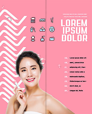 PSD 템플릿 편집 표지디자인 북디자인 출판디자인 여자 내지 리플렛 2단접지 북커버 한명 웃음 팜플렛 20대 성인 화장 뷰티 화장품 한국인 립스틱 향수 마스크팩 섀도우브러쉬 인조속눈썹 의료성형뷰티 성인여자한명만 이미지템플릿 1 표정 사람 동양인 청년 속눈썹 팩 메이크업브러쉬 여자한명만 성인여자만 파일형식