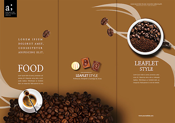 PSD 템플릿 편집 표지디자인 북디자인 출판디자인 표지 커피 리플렛 북커버 3단접지 팜플렛 사람없음 초콜릿 원두 커피잔 티스푼 이미지템플릿 음료 디저트 잔 숟가락 파일형식