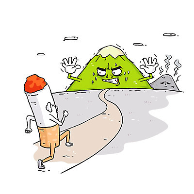 일러스트 산 담배 사람없음 등산 공익캠페인 무서움 거절 담뱃불 불조심 국내일러스트 AI파일 감정 캠페인 컨셉 트래킹 파일형식 벡터