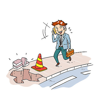 남자 도로 서류가방 일러스트 한명 성인 비즈니스맨 구멍 통화 공사중 맨홀 칼라콘 국내일러스트 AI파일 1 길 가방 비즈니스 교통시설 모션 공사 사람 직장인 안전장비 파일형식 벡터