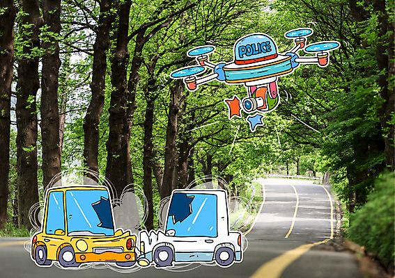 나무 도로 자동차 포토일러 사람없음 경찰 충돌 교통사고 스마트 숲길 드론 이미지편집 AI파일 식물 편집이미지 직업 길 육상교통 컨셉 교통시설 사건 파일형식 벡터