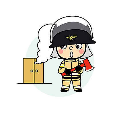 직업 남자 어린이 일러스트 직업캐릭터 한명 문 연기 소방관 도끼 직업체험 일러캐릭터 AI파일 캐릭터 1 사람 체험학습 구조원 소방 파일형식 벡터