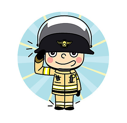 직업 남자 어린이 일러스트 직업캐릭터 한명 소방관 경례 직업체험 일러캐릭터 AI파일 캐릭터 1 사람 인사 체험학습 구조원 소방 파일형식 벡터