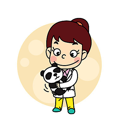 직업 여자 어린이 일러스트 안기 직업캐릭터 한명 판다 직업체험 수의사 일러캐릭터 AI파일 캐릭터 1 곰 모션 사람 의사 체험학습 파일형식 벡터