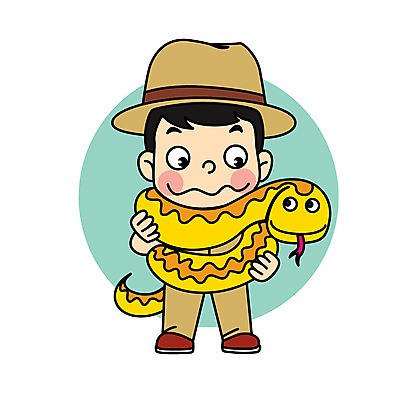 직업 남자 어린이 일러스트 직업캐릭터 한명 뱀 직업체험 조련사 일러캐릭터 AI파일 캐릭터 1 파충류 사람 체험학습 파일형식 벡터
