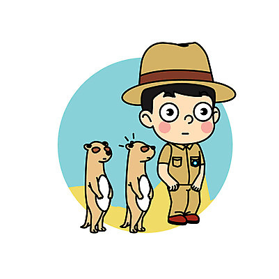 직업 응시 남자 어린이 일러스트 직업캐릭터 한명 직업체험 미어캣 조련사 일러캐릭터 AI파일 캐릭터 1 시선 사람 체험학습 파일형식 벡터