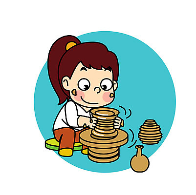 직업 여자 어린이 일러스트 직업캐릭터 한명 도자기 직업체험 도예가 일러캐릭터 AI파일 캐릭터 1 사람 체험학습 파일형식 벡터