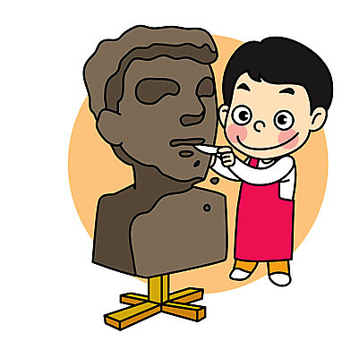 직업 남자 어린이 조각 일러스트 직업캐릭터 한명 예술가 점토 직업체험 다듬기 조각가 일러캐릭터 AI파일 캐릭터 1 모션 사람 체험학습 파일형식 벡터