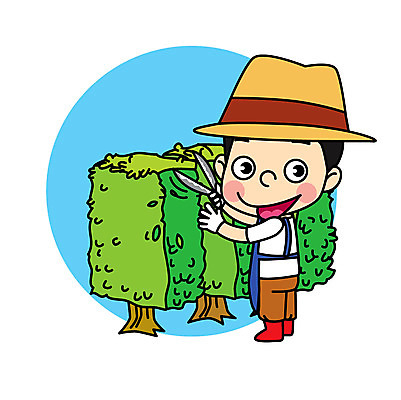 나무 직업 남자 어린이 일러스트 직업캐릭터 한명 직업체험 조경가위 조경사 일러캐릭터 AI파일 식물 캐릭터 1 가위_도구 사람 체험학습 파일형식 벡터