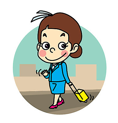 직업 여자 어린이 일러스트 비행기 직업캐릭터 한명 캐리어 인사 승무원 직업체험 일러캐릭터 AI파일 캐릭터 1 항공교통 대중교통 사람 여행가방 예절 체험학습 파일형식 벡터