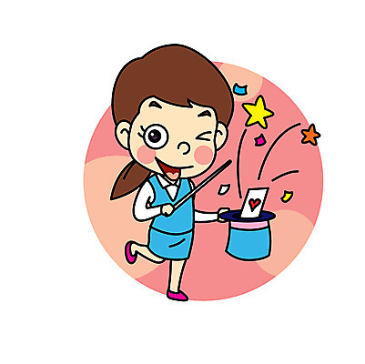 직업 여자 어린이 일러스트 직업캐릭터 한명 마술 마술사 트럼프 마술사모자 직업체험 일러캐릭터 AI파일 캐릭터 모자_잡화 1 사람 놀이용품 체험학습 파일형식 벡터