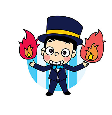 직업 남자 어린이 일러스트 불 직업캐릭터 한명 마술 마술사 직업체험 일러캐릭터 AI파일 자연요소 캐릭터 1 사람 체험학습 파일형식 벡터