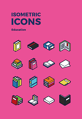 아이콘 교육 종이 사람없음 책 세트 독서 웹아이콘 아이소메트릭 2D아이콘 AI파일 파일형식 벡터