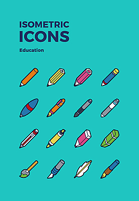 아이콘 교육 사람없음 세트 연필 펜 만년필 크레파스 웹아이콘 펜촉 형광펜 아이소메트릭 조각칼 2D아이콘 AI파일 학용품 필기구 칼 파일형식 벡터