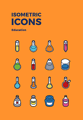 아이콘 교육 사람없음 세트 약 플라스크 비커 웹아이콘 아이소메트릭 2D아이콘 AI파일 의학 실험기구 파일형식 벡터