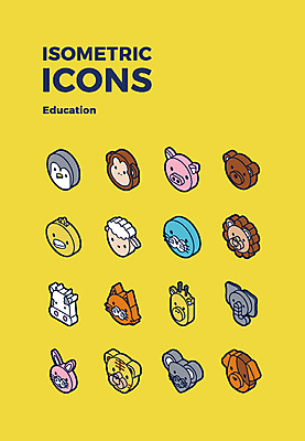 동물 아이콘 교육 곰 코끼리 오리 사람없음 세트 고양이 원숭이 토끼 양 돼지 호랑이 개 쥐 사자 기린 젖소 펭귄 웹아이콘 아이소메트릭 수달 2D아이콘 AI파일 포유류 조류 반려동물 소 설치류 파일형식 벡터