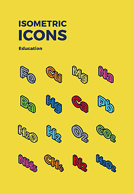 아이콘 기호 교육 과학 사람없음 세트 철 웹아이콘 아이소메트릭 구리 칼슘 마그네슘 2D아이콘 AI파일 문자 원소 파일형식 벡터