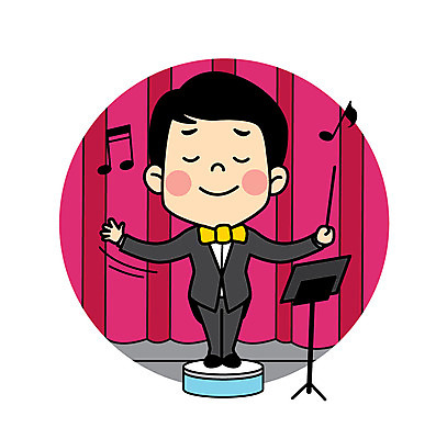 캐릭터 남자 어린이 일러스트 직업캐릭터 한명 무대 지휘자 지휘 직업체험 단상 일러캐릭터 AI파일 직업 1 사람 음악가 체험학습 파일형식 벡터