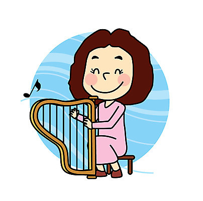 캐릭터 여자 어린이 연주 일러스트 직업캐릭터 한명 연주자 하프 직업체험 일러캐릭터 AI파일 직업 1 음악 현악기 사람 음악가 체험학습 파일형식 벡터
