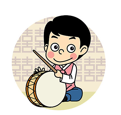 캐릭터 남자 어린이 연주 일러스트 직업캐릭터 한명 연주자 한복 북 직업체험 일러캐릭터 AI파일 직업 1 한국전통 음악 타악기 사람 음악가 체험학습 전통의상 파일형식 벡터
