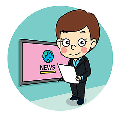 캐릭터 남자 어린이 일러스트 직업캐릭터 한명 모니터 뉴스 아나운서 직업체험 일러캐릭터 AI파일 직업 1 사람 컴퓨터 체험학습 파일형식 벡터