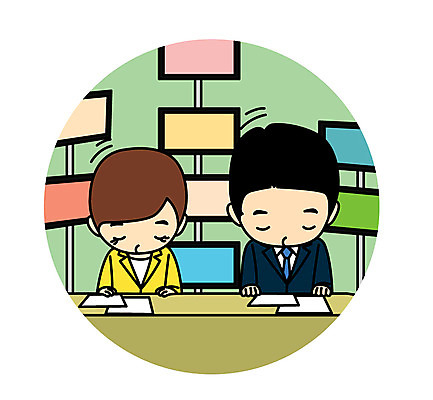 캐릭터 여자 남자 어린이 일러스트 직업캐릭터 상반신 두명 모니터 인사 뉴스 아나운서 직업체험 일러캐릭터 AI파일 직업 사람 컴퓨터 예절 체험학습 파일형식 벡터