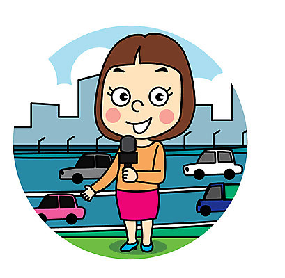 캐릭터 여자 도로 어린이 일러스트 자동차 직업캐릭터 한명 기자 방송 리포터 직업체험 방송인 교통상황 일러캐릭터 AI파일 직업 1 길 육상교통 교통 교통시설 사람 체험학습 파일형식 벡터