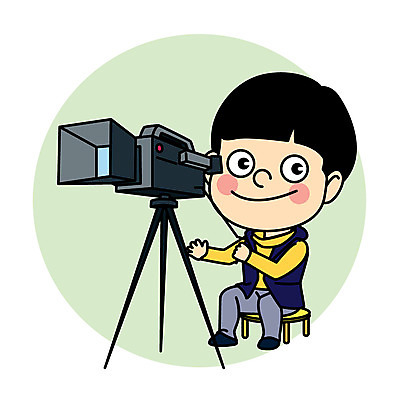 캐릭터 남자 어린이 일러스트 직업캐릭터 한명 카메라 촬영 감독 직업체험 일러캐릭터 AI파일 직업 1 사람 전자제품 체험학습 파일형식 벡터