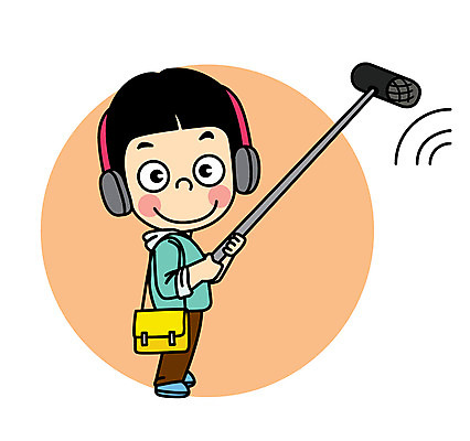 직업 캐릭터 남자 어린이 일러스트 직업캐릭터 한명 소리 녹음 마이크 직업체험 일러캐릭터 AI파일 1 음향기기 사람 기록 체험학습 파일형식 벡터