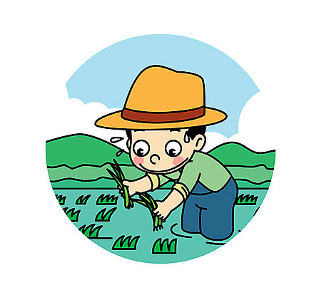 캐릭터 남자 어린이 일러스트 논 직업캐릭터 한명 농사 농부 직업체험 모내기 농부캐릭터 일러캐릭터 AI파일 직업 1 농업 사람 체험학습 파일형식 벡터