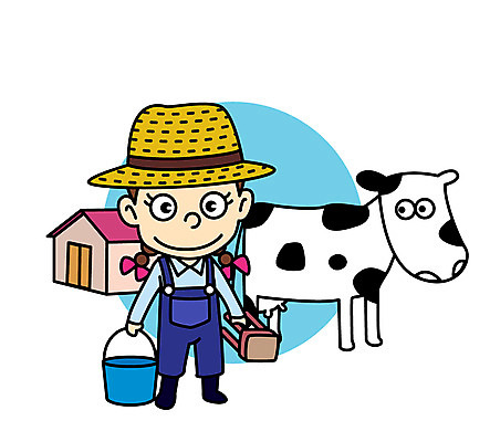 직업 캐릭터 남자 어린이 일러스트 직업캐릭터 한명 농장 우유 젖소 직업체험 일러캐릭터 AI파일 1 농업 유제품 사람 체험학습 소 파일형식 벡터