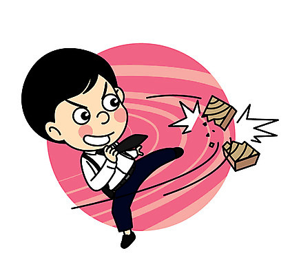 캐릭터 남자 어린이 일러스트 직업캐릭터 한명 경호원 직업체험 격파 돌려차기 목판 일러캐릭터 AI파일 직업 1 모션 사람 체험학습 킥 파일형식 벡터