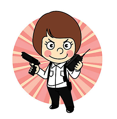캐릭터 여자 어린이 일러스트 직업캐릭터 한명 권총 무전기 경호원 직업체험 일러캐릭터 AI파일 직업 1 무선통신 사람 총 체험학습 파일형식 벡터