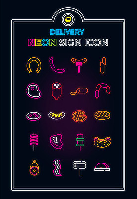 아이콘 육류 사람없음 세트 소시지 꼬치 라인아이콘 배송 네온 핫도그 닭꼬치 떡꼬치 음식배달 2D아이콘 AI파일 음식 식재료 패스트푸드 닭고기 가공식품 파일형식 벡터