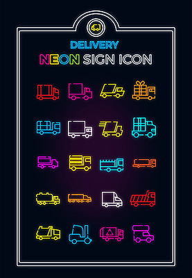 아이콘 자동차 종류 사람없음 세트 트럭 화물 라인아이콘 배송 택배 네온 배달용 2D아이콘 AI파일 육상교통 운송업 파일형식 벡터