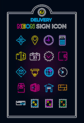 아이콘 시계 사람없음 세트 상자 계산기 달력 지갑 방향 라인아이콘 배송 창고 체크표시 네온 위치 우표 2D아이콘 AI파일 문구용품 장비 확인 파일형식 벡터